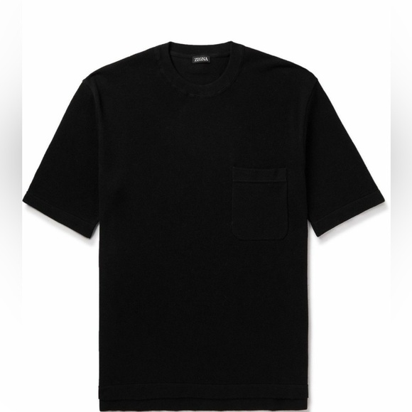Zegna Cotton-Piqué T-Shirt Black Pocket 52/XL - Picture 10 of 10
